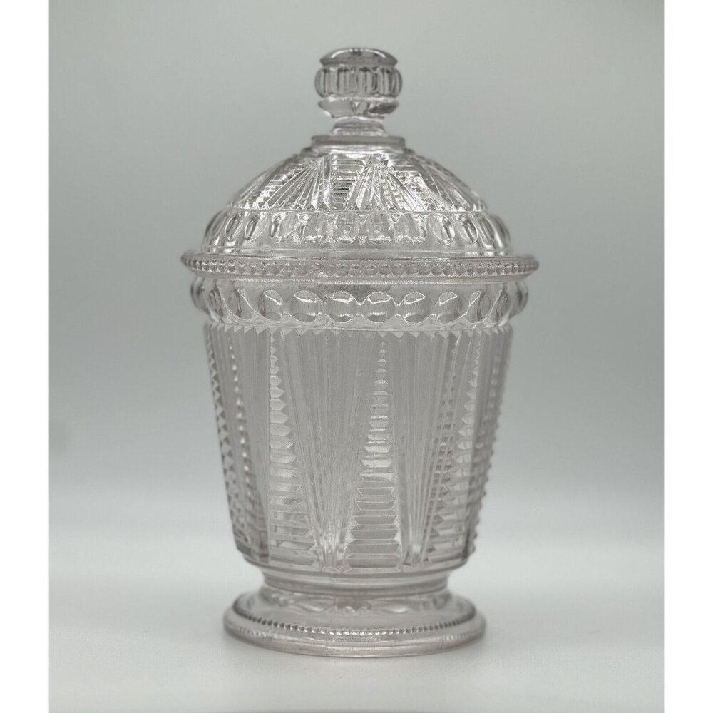 Antique EAPG 1897 McKee Adonis/Washboard/Pleat & Tuck‎ Covered Sugar Bowl